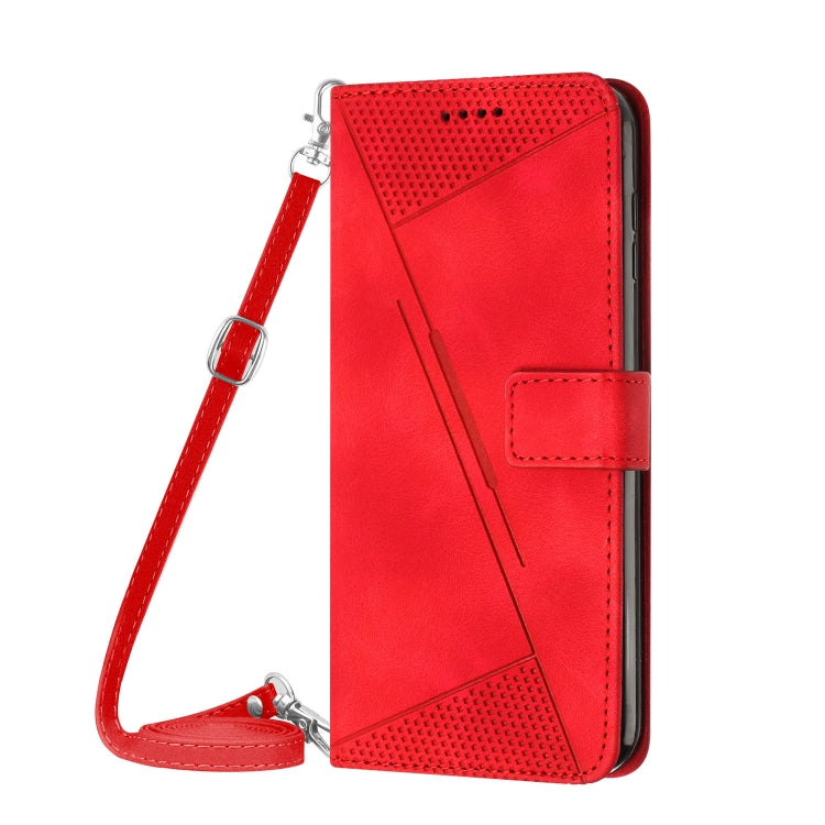 For Motorola Moto G Play 2024 Dream Triangle Leather Phone Case with Lanyard(Red) - Motorola Cases by buy2fix | Online Shopping UK | buy2fix