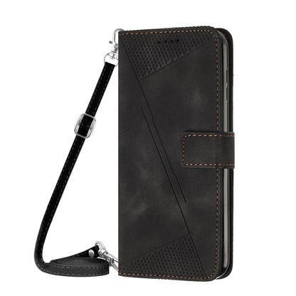 For Motorola Moto G Play 2024 Dream Triangle Leather Phone Case with Lanyard(Black) - Motorola Cases by buy2fix | Online Shopping UK | buy2fix