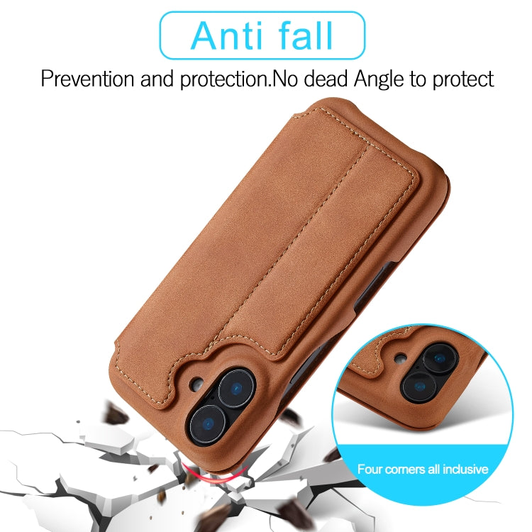 For iPhone 16 LC.IMEEKE Hon Ancient Series Flip Leather Phone Case(Brown) - iPhone 16 Cases by LC.IMEEKE | Online Shopping UK | buy2fix