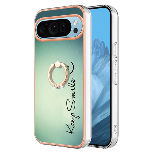 For Google Pixel 9 Pro XL Electroplating Dual-side IMD Phone Case with Ring Holder(Smile) - Google Cases by buy2fix | Online Shopping UK | buy2fix