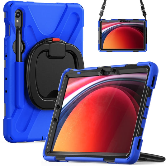 For Samsung Galaxy Tab S9 / S8 / S7 Silicone Hybrid PC Tablet Case with Holder & Shoulder Strap(Blue) - Other Galaxy Tab PC by buy2fix | Online Shopping UK | buy2fix