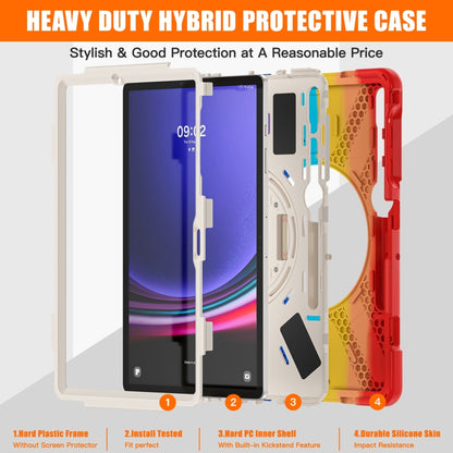 For Samsung Galaxy Tab S9+ / S8+ Rotary Handle Grab TPU + PC Tablet Case(Colorful Red) - Galaxy Tab S9+ Cases by buy2fix | Online Shopping UK | buy2fix