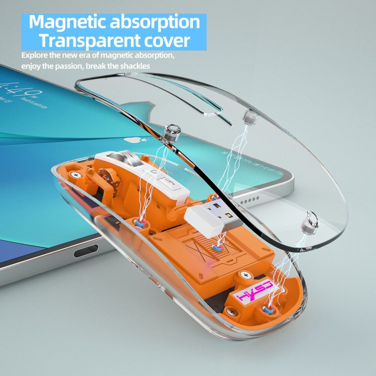 HXSJ T900 Transparent Magnet Three-mode Wireless Gaming Mouse(Pink) - Wireless Mice by HXSJ | Online Shopping UK | buy2fix
