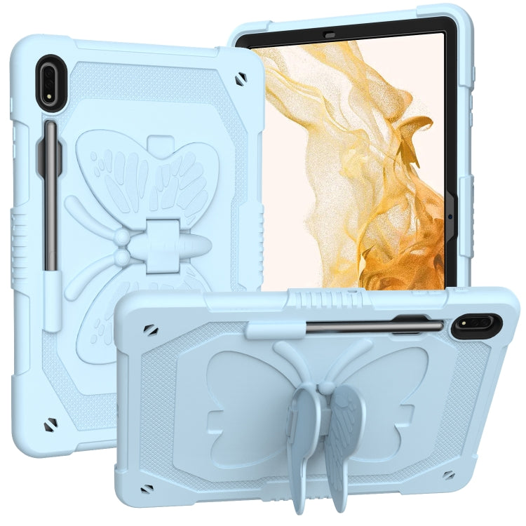 For Samsung Galaxy Tab S9 Butterfly Kickstand Heavy Duty Hard Rugged Tablet Case(Ice Blue) - Galaxy Tab S9 Cases by buy2fix | Online Shopping UK | buy2fix