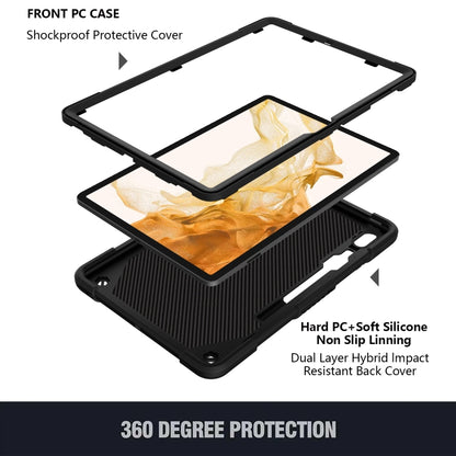 For Samsung Galaxy Tab S9 Butterfly Kickstand Heavy Duty Hard Rugged Tablet Case(Black) - Galaxy Tab S9 Cases by buy2fix | Online Shopping UK | buy2fix