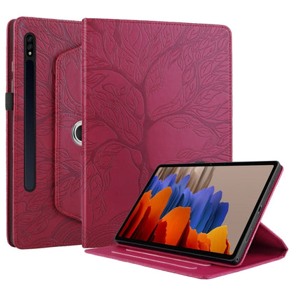 For Samsung Galaxy Tab S9+ / S8+ / S7+ Tree Life Embossed Rotation Leather Tablet Case(Red) - Tab A7 Lite T220 / T225 by buy2fix | Online Shopping UK | buy2fix