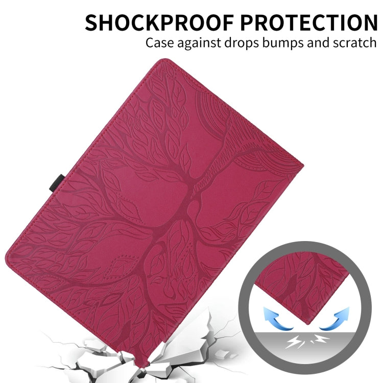 For Samsung Galaxy Tab S9+ / S8+ / S7+ Tree Life Embossed Rotation Leather Tablet Case(Red) - Tab A7 Lite T220 / T225 by buy2fix | Online Shopping UK | buy2fix