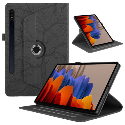 For Samsung Galaxy Tab S9+ / S8+ / S7+ Tree Life Embossed Rotation Leather Tablet Case(Black) - Tab A7 Lite T220 / T225 by buy2fix | Online Shopping UK | buy2fix