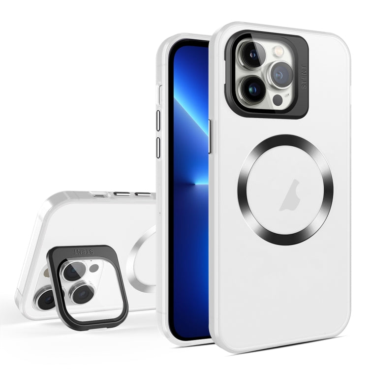 For iPhone 13 Pro Skin Feel CD Texture MagSafe Lens Holder Phone Case(Matte White) - iPhone 13 Pro Cases by buy2fix | Online Shopping UK | buy2fix