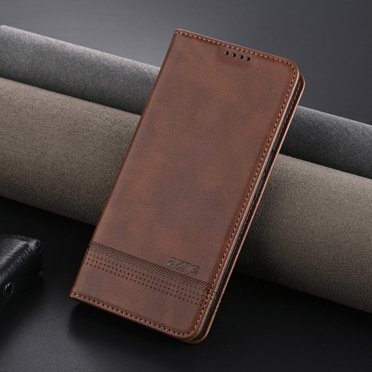 For OPPO Reno12 Global AZNS Magnetic Calf Texture Flip Leather Phone Case(Dark Brown) - Reno12 Cases by AZNS | Online Shopping UK | buy2fix