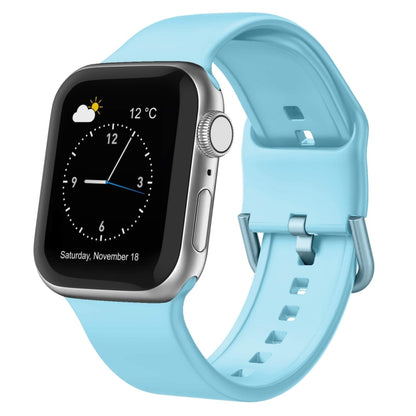 For Apple Watch Series 7 41mm Pin Buckle Silicone Watch Band(Light Blue) - Watch Bands by buy2fix | Online Shopping UK | buy2fix