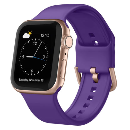 For Apple Watch Series 7 45mm Pin Buckle Silicone Watch Band(Purple) - Watch Bands by buy2fix | Online Shopping UK | buy2fix