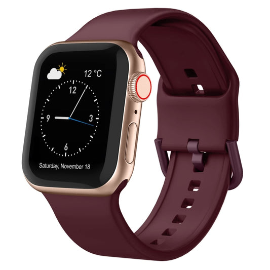 For Apple Watch Series 6 44mm Pin Buckle Silicone Watch Band(Wine Red) - Watch Bands by buy2fix | Online Shopping UK | buy2fix