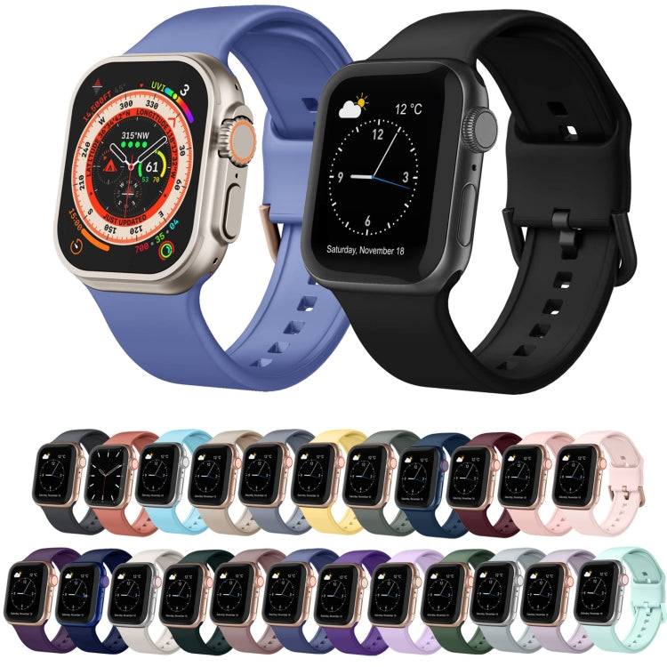 For Apple Watch Series 3 42mm Pin Buckle Silicone Watch Band(Smoked Purple) - Watch Bands by buy2fix | Online Shopping UK | buy2fix