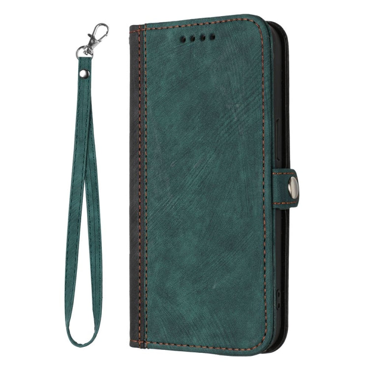 For iPhone 16 Plus Side Buckle Double Fold Hand Strap Leather Phone Case(Dark Green) - iPhone 16 Plus Cases by buy2fix | Online Shopping UK | buy2fix