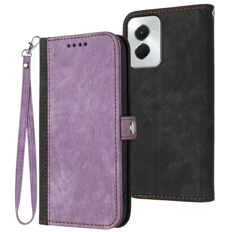 For Motorola Moto G Power 5G 2024 Side Buckle Double Fold Hand Strap Leather Phone Case(Purple) - Motorola Cases by buy2fix | Online Shopping UK | buy2fix