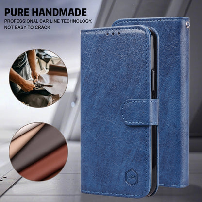 For iPhone 16 Pro Skin Feeling Oil Leather Texture PU + TPU Phone Case(Dark Blue) - iPhone 16 Pro Cases by buy2fix | Online Shopping UK | buy2fix