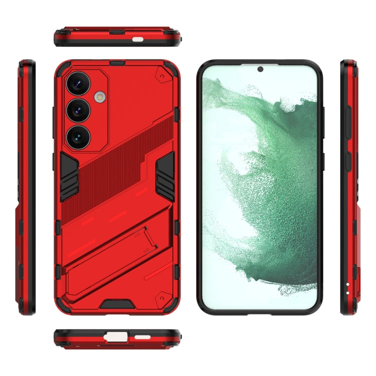 For Samsung Galaxy S24+ 5G Punk Armor 2 in 1 PC + TPU Shockproof Phone Case with Invisible Holder(Red) - Galaxy S24+ 5G Cases by buy2fix | Online Shopping UK | buy2fix