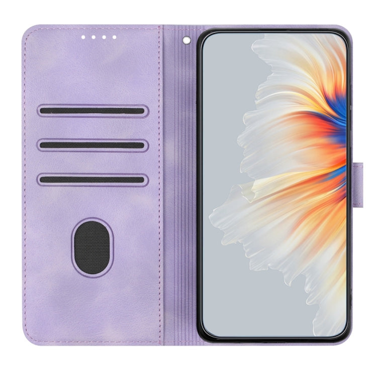 For Motorola Edge 5G 2024 Heart Pattern Skin Feel Leather Phone Case(Purple) - Motorola Cases by buy2fix | Online Shopping UK | buy2fix