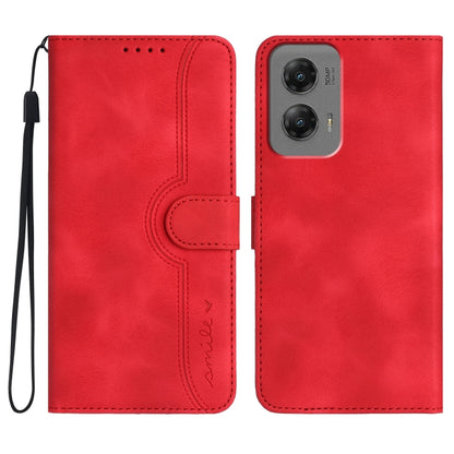 For Motorola Moto G Stylus 5G 2024 Heart Pattern Skin Feel Leather Phone Case(Red) - Motorola Cases by buy2fix | Online Shopping UK | buy2fix