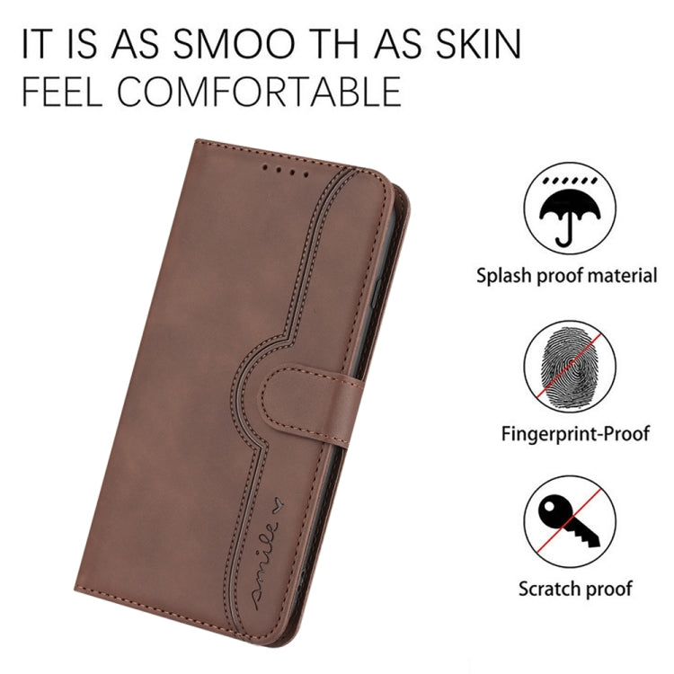 For Motorola Moto G Stylus 5G 2024 Heart Pattern Skin Feel Leather Phone Case(Brown) - Motorola Cases by buy2fix | Online Shopping UK | buy2fix