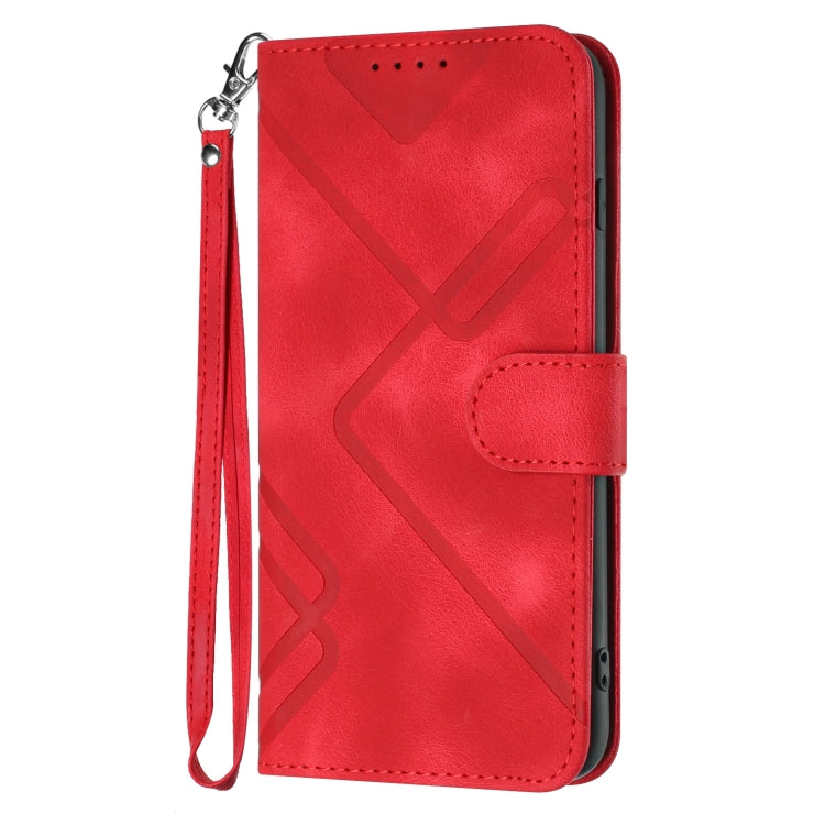 For iPhone SE 2024 Line Pattern Skin Feel Leather Phone Case(Red) - More iPhone Cases by buy2fix | Online Shopping UK | buy2fix