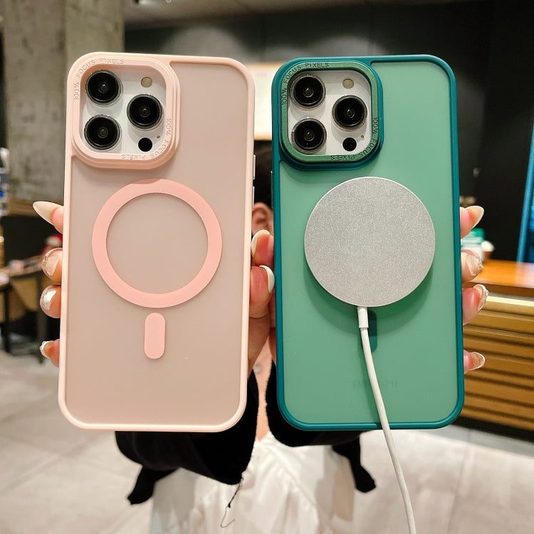 For iPhone 15 Pro Imitation Metal Frosted Skin Feel Acrylic MagSafe Phone Case(Green) - iPhone 15 Pro Cases by buy2fix | Online Shopping UK | buy2fix