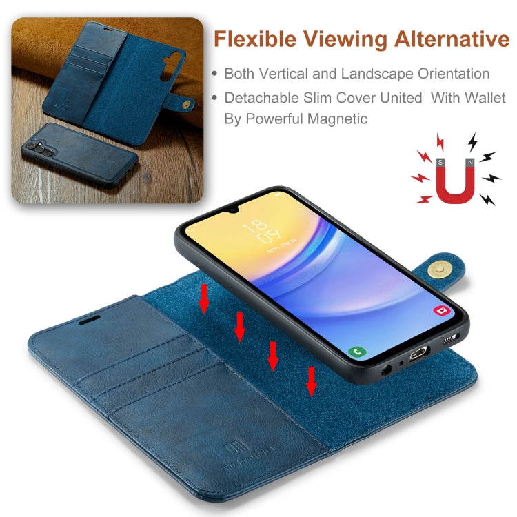 For Samsung Galaxy A15 5G / A15 4G DG.MING Crazy Horse Texture Detachable Magnetic Leather Case(Blue) - Galaxy Phone Cases by DG.MING | Online Shopping UK | buy2fix