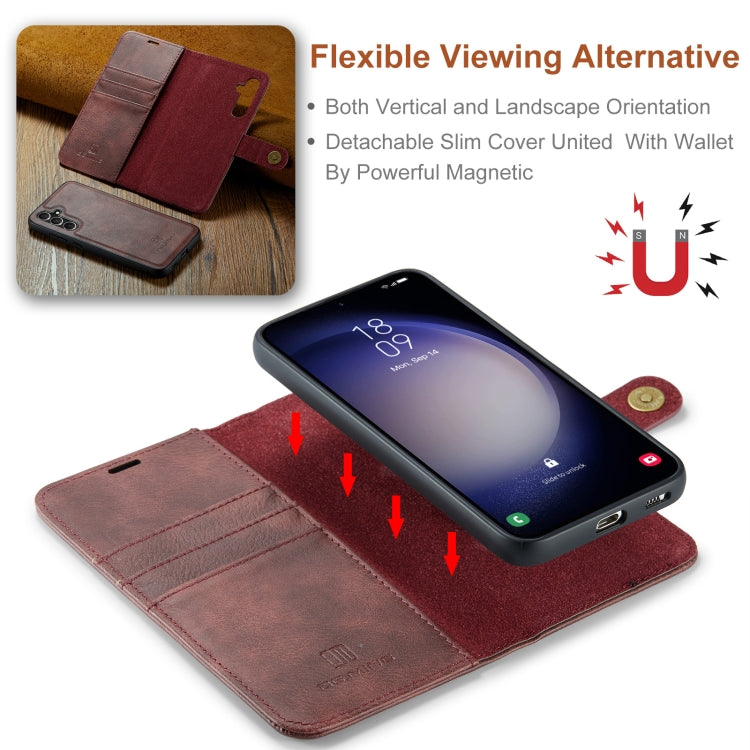 For Samsung Galaxy A55 5G DG.MING Crazy Horse Texture Detachable Magnetic Leather Case(Red) - Galaxy Phone Cases by DG.MING | Online Shopping UK | buy2fix