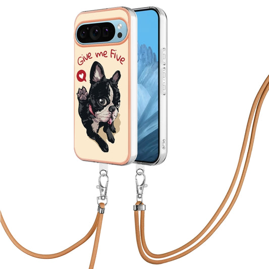 For Google Pixel 9 / 9 Pro Electroplating Dual-side IMD Phone Case with Lanyard(Lucky Dog) - Google Cases by buy2fix | Online Shopping UK | buy2fix