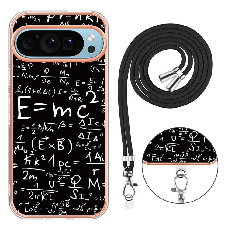 For Google Pixel 9 Pro XL Electroplating Dual-side IMD Phone Case with Lanyard(Equation) - Google Cases by buy2fix | Online Shopping UK | buy2fix