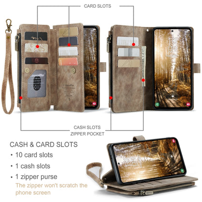 For Samsung Galaxy S24+ 5G CaseMe C30 Card Slots Zipper Wallet Leather Phone Case(Brown) - Galaxy S24+ 5G Cases by CaseMe | Online Shopping UK | buy2fix