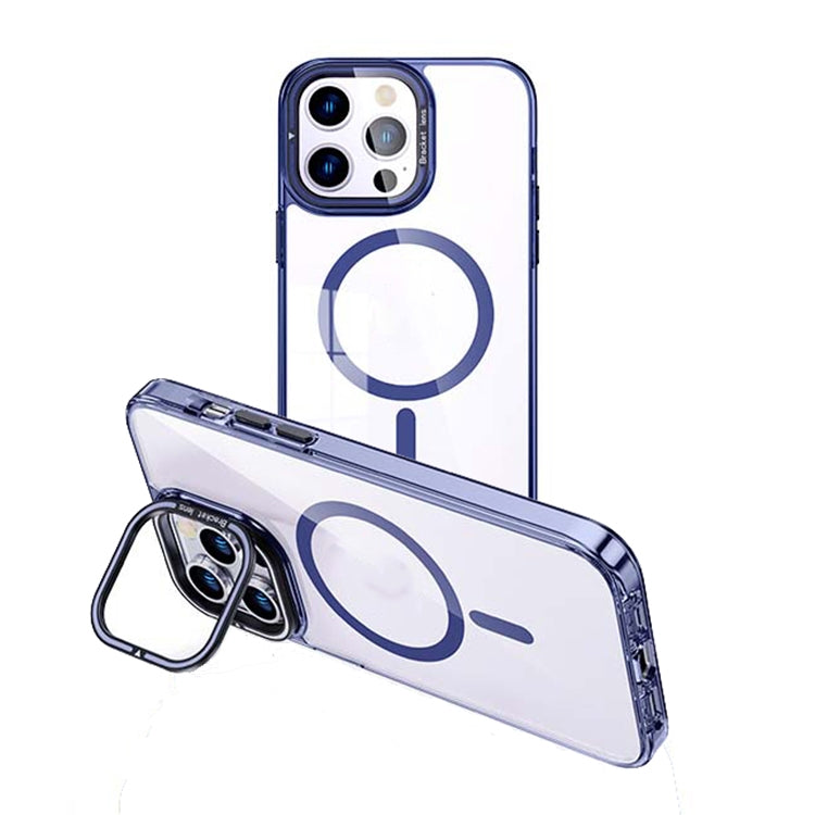 For iPhone 15 Pro MagSafe Magnetic Invisible Holder Transparent Phone Case(Blue) - iPhone 15 Pro Cases by buy2fix | Online Shopping UK | buy2fix