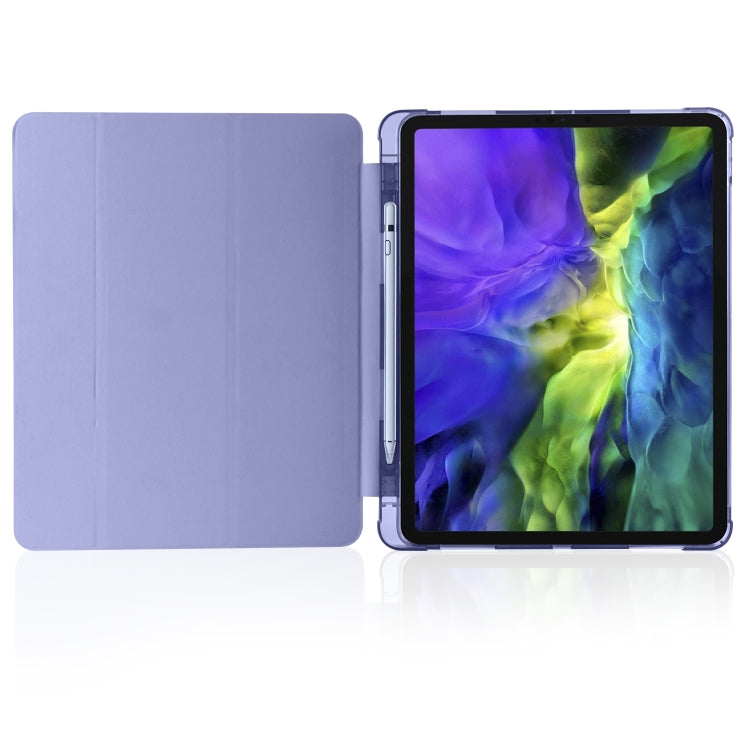 For iPad Air 13 2024 / iPad Pro 12.9 (2020) / iPad Pro 12.9(2018) 3-folding Horizontal Flip PU Leather + Shockproof TPU Tablet Case with Holder & Pen Slot(Lavender Purple) - iPad Pro 12.9 (2020) Cases by buy2fix | Online Shopping UK | buy2fix