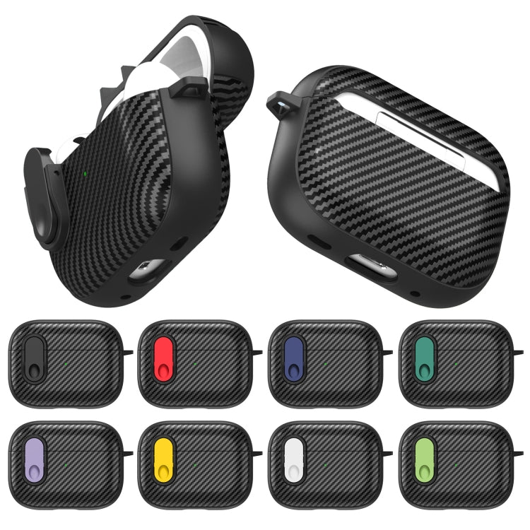 For AirPods 3 Carbon Fiber Texture Wireless Earphones Case with Security Lock(Dark Green) - For AirPods 3 by buy2fix | Online Shopping UK | buy2fix