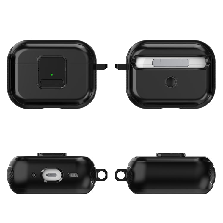 For AirPods Pro TPU + PC Wireless Earphones Case with Magnetic Switch(Black) - For AirPods Pro by buy2fix | Online Shopping UK | buy2fix