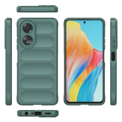 For OPPO A58 4G Global Magic Shield TPU + Flannel Phone Case(Dark Green) - OPPO Cases by buy2fix | Online Shopping UK | buy2fix