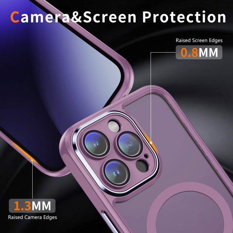 For iPhone 15 Pro MagSafe Magnetic PC + TPU Phone Case with Lens Film(Light Purple) - iPhone 15 Pro Cases by buy2fix | Online Shopping UK | buy2fix