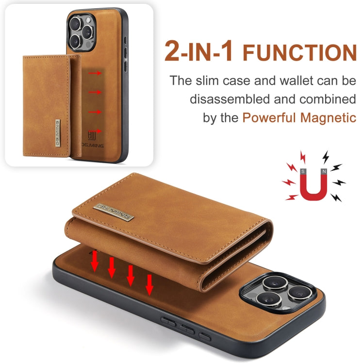 For iPhone 16 Pro Max DG.MING M1 Series 3-Fold Multi Card Wallet Leather Phone Case(Brown) - iPhone 16 Pro Max Cases by DG.MING | Online Shopping UK | buy2fix