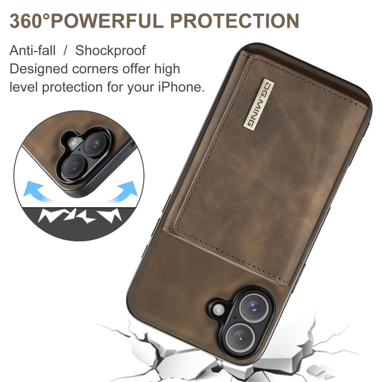 For iPhone 16 Plus DG.MING M1 Series 3-Fold Multi Card Wallet Leather Phone Case(Coffee) - iPhone 16 Plus Cases by DG.MING | Online Shopping UK | buy2fix