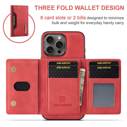 For iPhone 16 Pro Max DG.MING M2 Series 3-Fold Card Bag Wallet Leather Phone Case(Red) - iPhone 16 Pro Max Cases by DG.MING | Online Shopping UK | buy2fix