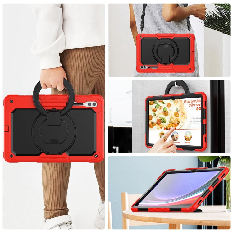 For Samsung Galaxy Tab S10 Ultra D Type Silicone Hybrid PC Tablet Case with Handle Holder(Red) - Galaxy Tab S9 Ultra Cases by buy2fix | Online Shopping UK | buy2fix