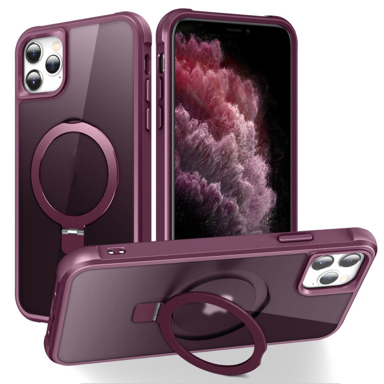 For iPhone 11 Pro Max MagSafe Magnetic Holder Phone Case(Wine Red) - iPhone 11 Pro Max Cases by buy2fix | Online Shopping UK | buy2fix