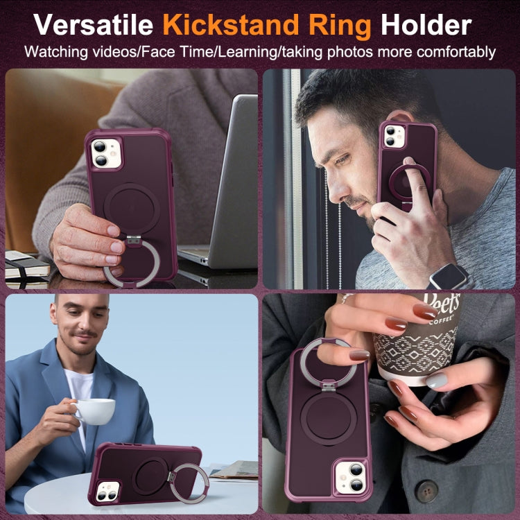 For iPhone 11 MagSafe Magnetic Holder Phone Case(Wine Red) - iPhone 11 Cases by buy2fix | Online Shopping UK | buy2fix