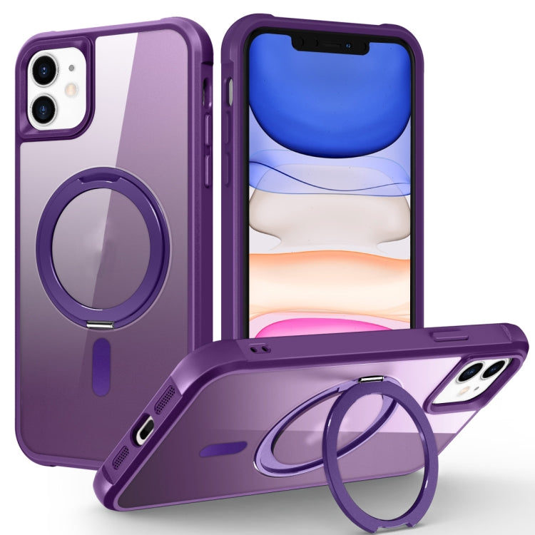 For iPhone 11 MagSafe Magnetic Rotating Holder Phone Case(Purple) - iPhone 11 Cases by buy2fix | Online Shopping UK | buy2fix