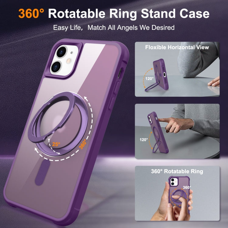 For iPhone 11 MagSafe Magnetic Rotating Holder Phone Case(Purple) - iPhone 11 Cases by buy2fix | Online Shopping UK | buy2fix