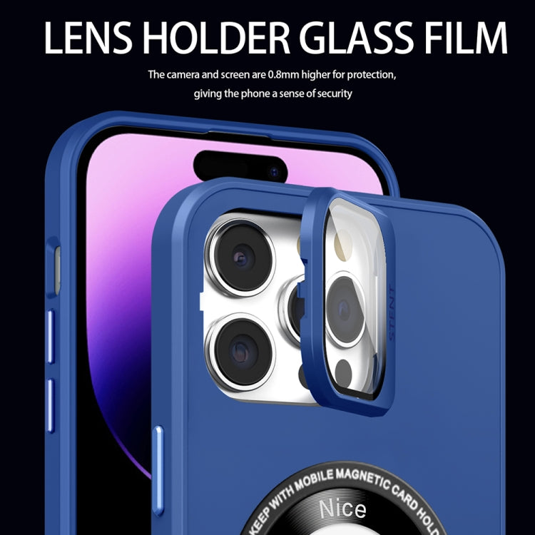 For iPhone 11 Pro Max Skin Feel Magnifier MagSafe Lens Holder Phone Case(Royal Blue) - iPhone 11 Pro Max Cases by buy2fix | Online Shopping UK | buy2fix