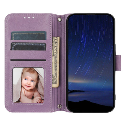 For iPhone 16 Oil Skin Zipper Wallet Leather Phone Case(Purple) - iPhone 16 Cases by buy2fix | Online Shopping UK | buy2fix