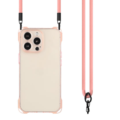 For iPhone 16 Pro Max Four-corner Shockproof TPU Phone Case with Lanyard(Pink) - iPhone 16 Pro Max Cases by buy2fix | Online Shopping UK | buy2fix