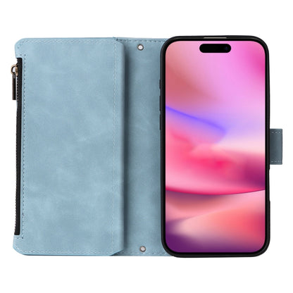 For iPhone 16 Plus Crossbody Multi-card Slot Wallet Zipper Leather Phone Case(Light Blue) - iPhone 16 Plus Cases by buy2fix | Online Shopping UK | buy2fix